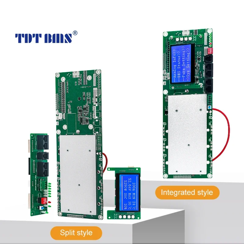 TDT 16S 200A 48V Lifepo4 lithium battery protection board LFP Cell Balance Integrated Circuits smart LCD RS485 CAN inverters BMS