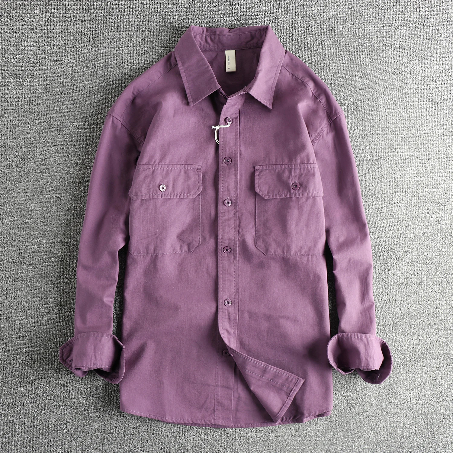 

Retro work shirt men's spring and autumn versatile loose casual solid color shirt