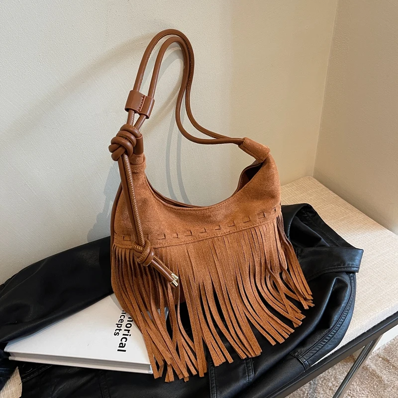 

Fashion Underarm Tassel Shoulder Crossbody Bags Women Handbags and Purses 2023 New Vintage Ladies Messenger Bags High Quality