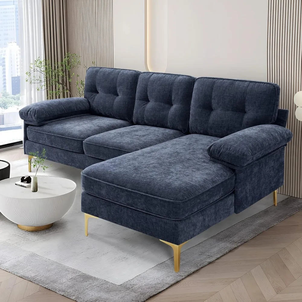 

L-Shaped Sectional Sofa Couch with chaise,Upholstered Comfy Chenille Fabric REVERSIBLE Loveseat sofa, Removable Washable Covers