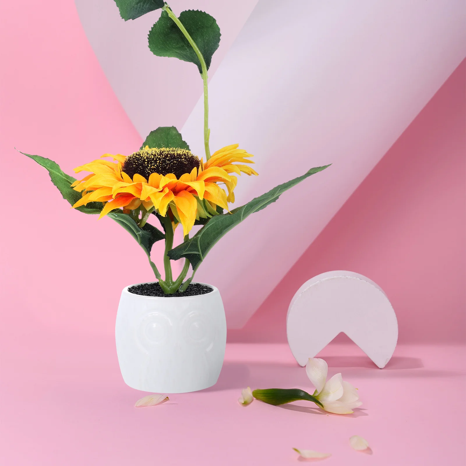 

Artificial Sunflower Pot Fake Potted Sunflower Bonsai Decor for Home Office Kitchen Living Room Desktop Realistic Flower