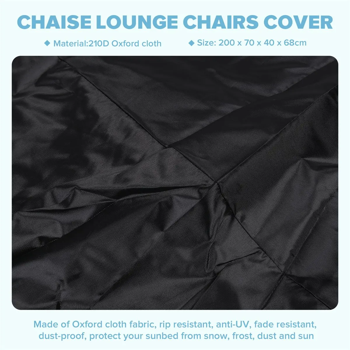 【ABFS】Lounge Chair Covers Waterproof Outdoor Garden Anti-UV, 210D Material,Furniture Sunbed Cover, 78.7x 26.7 x 27.5inch