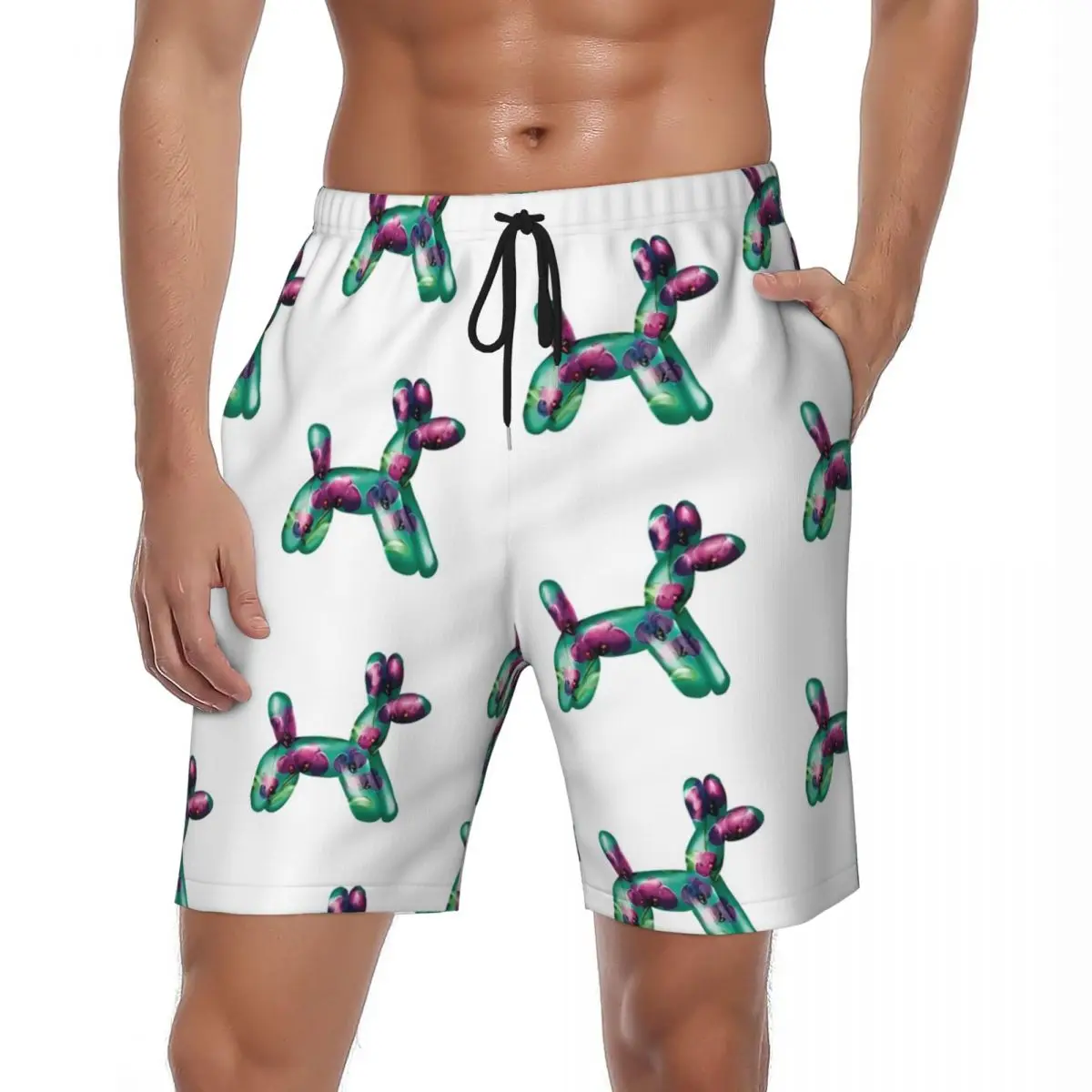 

Balloon Dog Board Shorts Summer Green Surfing Beach Short Pants Males Quick Dry Fashion Design Plus Size Swimming Trunks