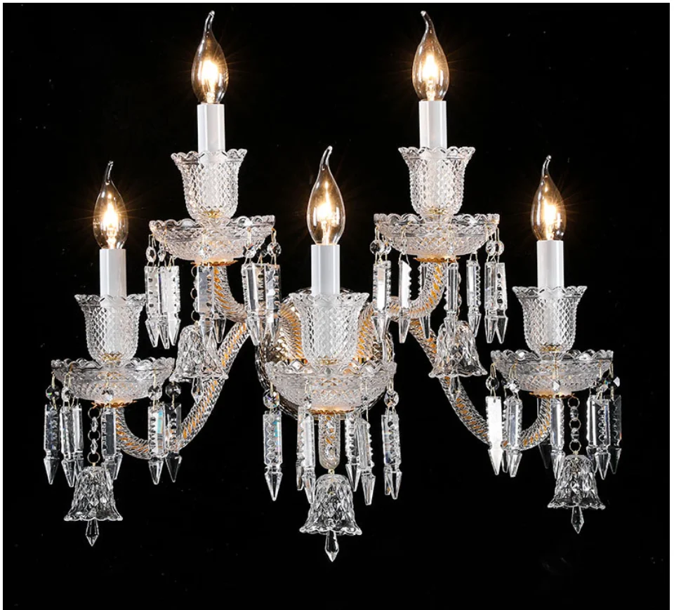 

Golden Crystsal 1 Arm and 2 Arms Wall Sconces Home Bedroom Wall Lamp Crystal Sconce LED K9 Crystal Wall Lamp AC 100% Guaranteed