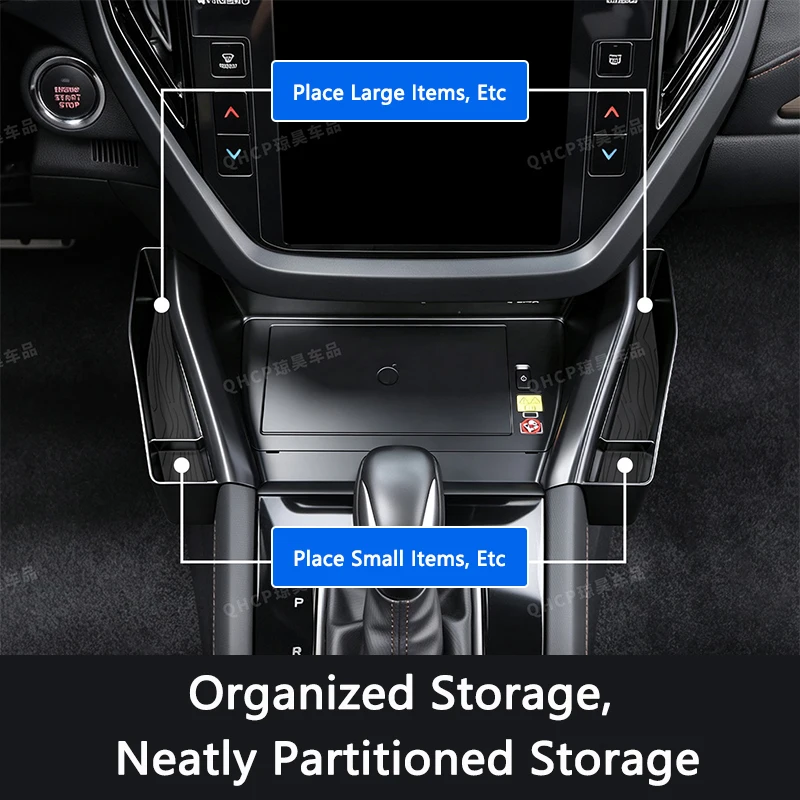QHCP Wireless Charging Side Storage Box Central Console Hanging Storage Box Expand For Subaru Forester 2026 Interior Accessories
