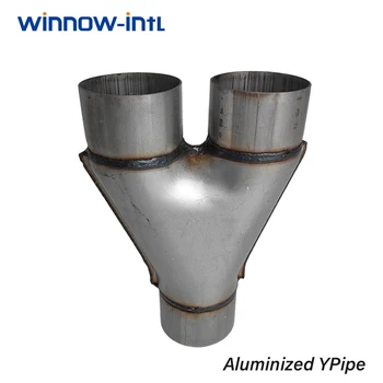 2.25&quot; 2.5&quot; 3&quot; Onlet Universal Car Exhaust Y-Pipe Aluminized Exhaust 3-Way Pipe 2.25&quot; 3&quot; Inlet Adapter Connector Exhaust Y Tubes