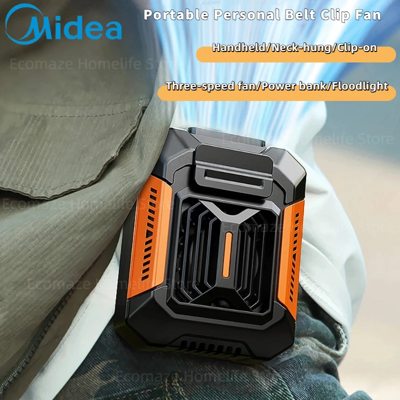 ميديا الشخصية حزام كليب مروحة المحمولة قوة البنك مصباح يدوي يمكن ارتداؤها مروحة معلقة الرقبة مروحة للأعمال في الهواء الطلق التنزه التخييم 2025