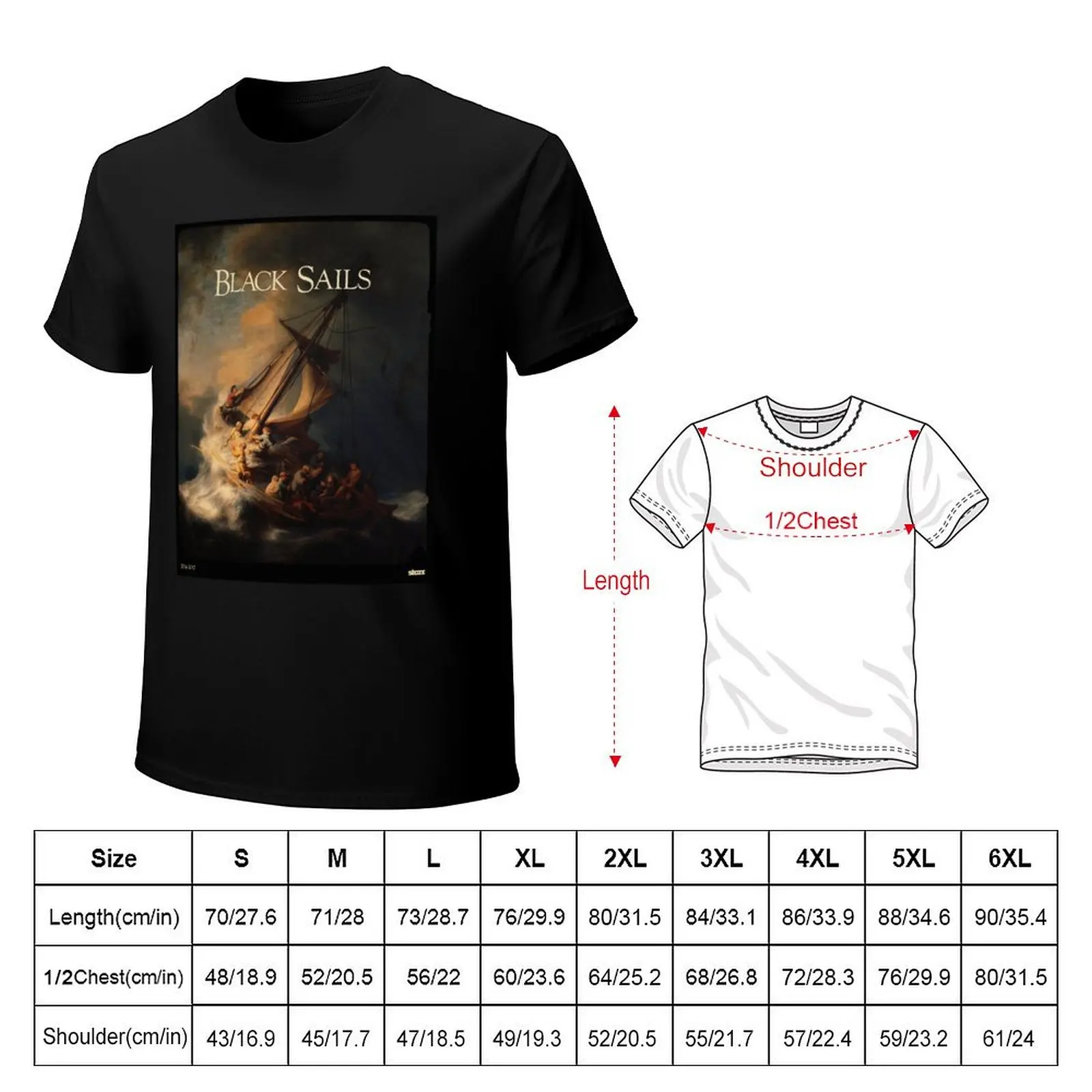 Black Sails x Rembrandt's The Storm on the Sea of Galilee T-Shirt g man t shirts for men T-Shirt
