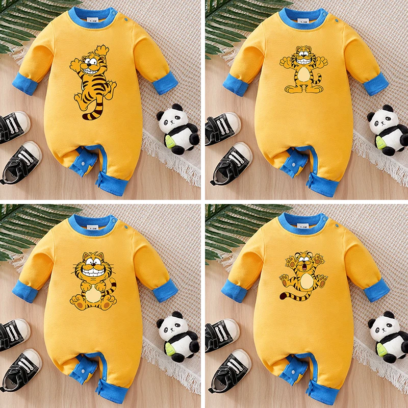

Newborn Baby Clothes cotton Animal-Yellow Tiger Print Fashion Infant Jumpsuit Spring and Autumn long-sleeved baby one-piece suit