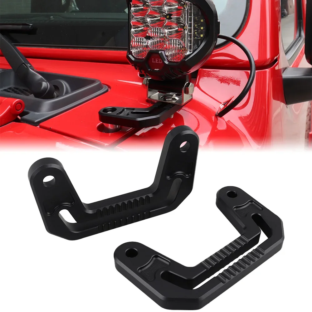 

A-Pillar Hood Light Bar Mounting Bracket for Jeep Wrangler JL/JLU 2018-2023 Windshield Hinge LED lights Mount Brackets Red Black