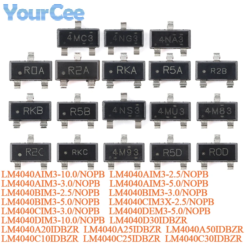 2Pcs SOT-23-3 Precision Parallel Voltage Reference Chip LM4040AIM3-5.0 LM4040AIM3 LM4040BIM3 LM4040CIM3 LM4040DEM3 LM4040A