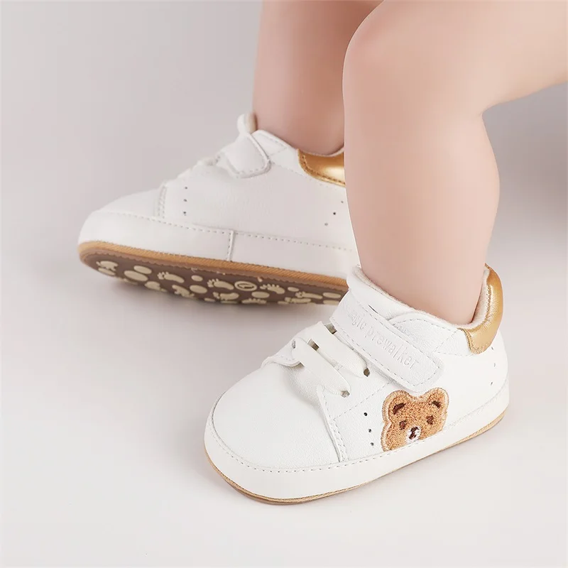 

Blotona Infant Baby Boys Girls Moccasins Sneakers Bear Embroidery Soft Sole Flat Shoes Prewalker Anti-Slip First Walker Shoes