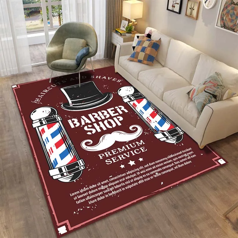 

15 Sizes Barber Shop Sign Rug for Living Room Carpet Outdoor Mat Barber Shop Floor Mat Home Decor Non-Slip Retro Floor Pad Rug