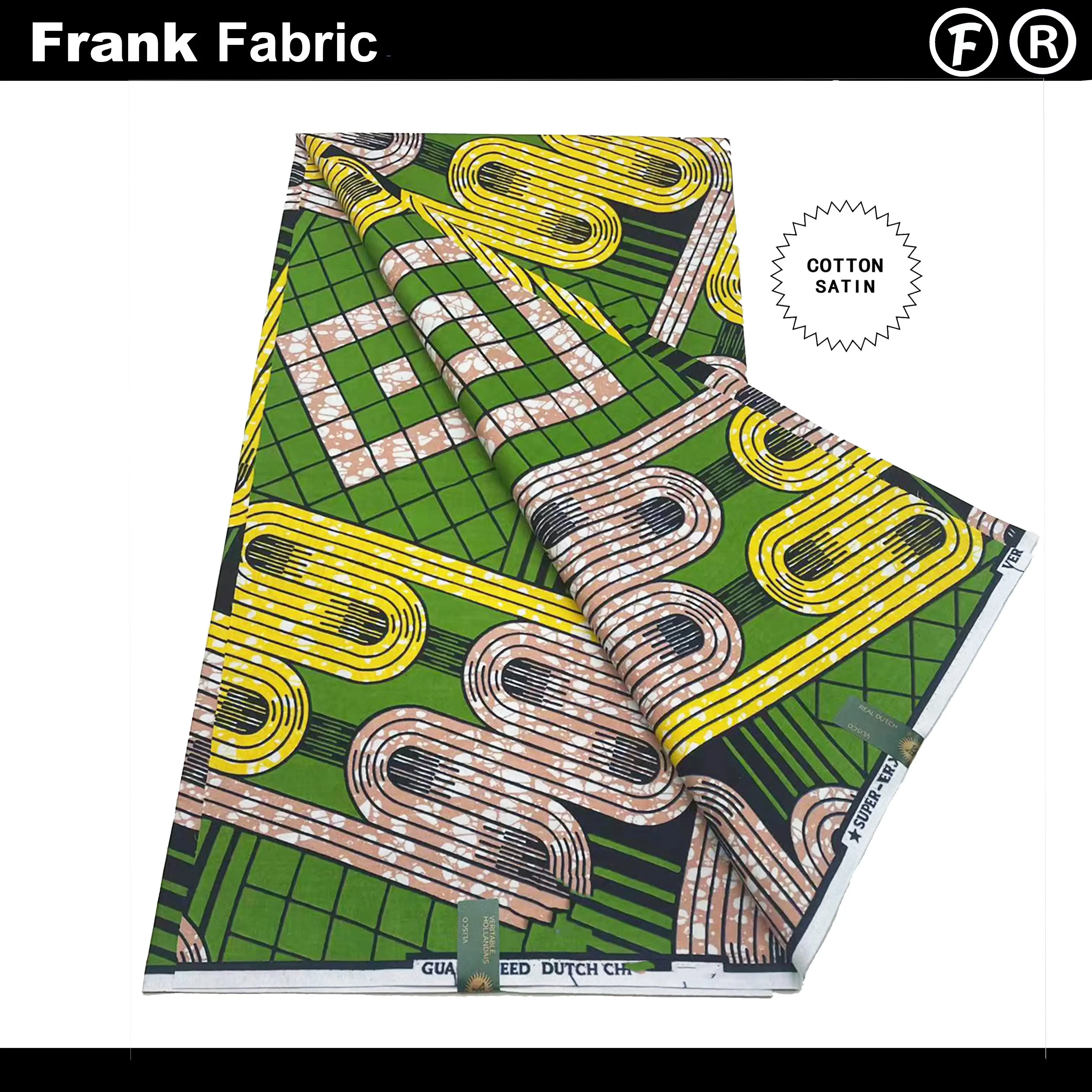 

Оригинальная суперфриканская ткань с восковым принтом, 6 ярдов, настоящая оригинальная голландская ткань Анкара в стиле батик для шитья платья с QR-кодом VLS2508.001