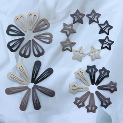 20/30Pcs No Slip Metal Snap Hair Clips For Women Girls Barrettes Coffee Color Matte Simplicity Hairpins Star Square Hair Clip
