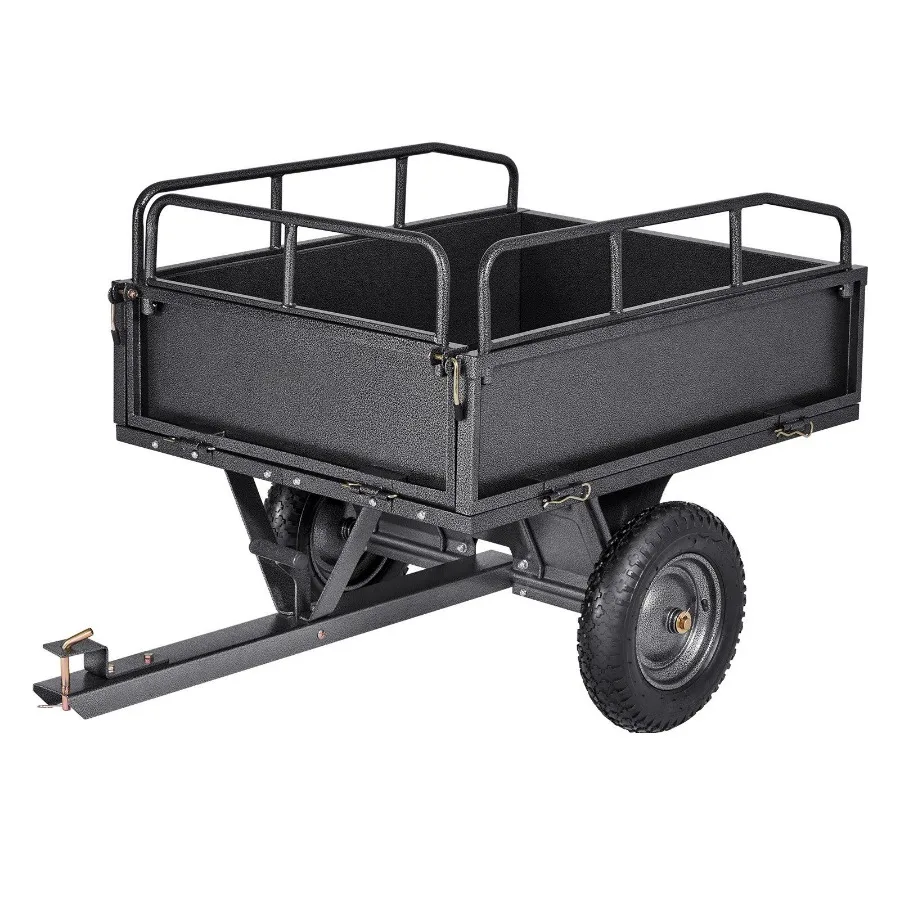 

Garden Utility Trailer 10 Cu. Ft and 500lbs Capacity ATV UTV Hauling Trailer Tow Behind Steel Dump Cart with 14" Tires Ha