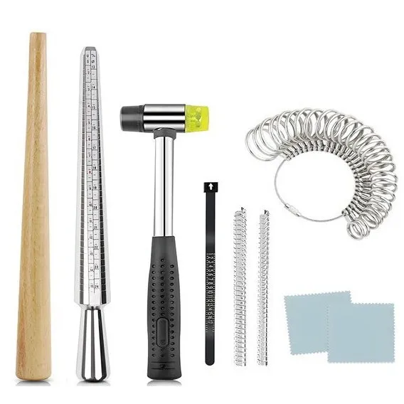 

Набор для измерения размера колец (США/Великобритания): измерительный стержень, кольцемер, стандартный измеритель размера, инструмент для коррекции ювелирных изделий