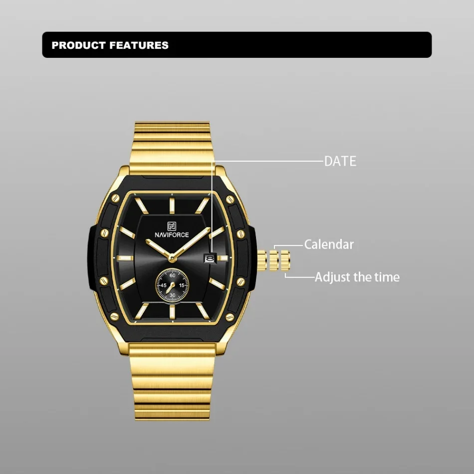 NAVIFORCENF NF8068 Night Light Waterproof Quartz Watches Lovers Casual Original Classic Stainless Steel Strap Couple Clock