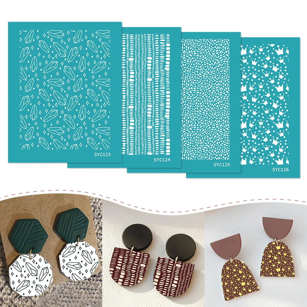 

Diamond Dots Imperial Crown Polymer Clay Silk Screen Stencils for Printing Clay Stamps Jewelry Earrings Decor Template