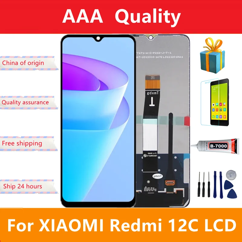 

Original For Redmi 12C LCD Display, with Frame,22120RN86G Touch Screen Digitizer Asembly 6.71"; For Redmi 12C Screen Replacement