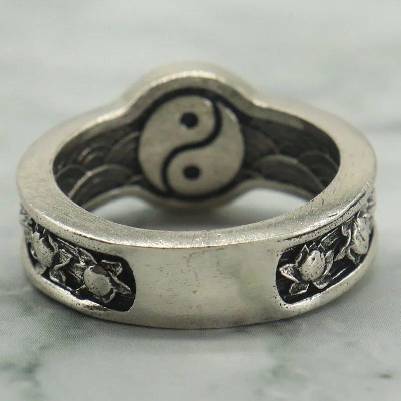 Buy 3 Get 1 Free twin koi chase each other’s tails into a circle, dark scales and gold weaving through the vortex Women Rings