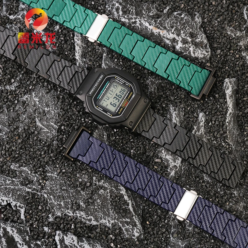 Modified Carbon Fiber Texture Resin Strap for G-SHOCK Casio DW-5600 DW5600 GW-B5600 GW-M5610 GA900 700 GA2100 Watchband Bracelet