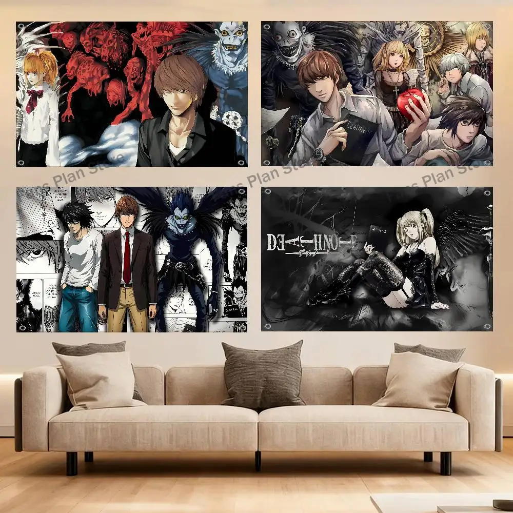 Anime D-Death Notes Flag Tapestry Banner For Bedroom Outdoor Living Room Restaurant Bar Wall Decor Party