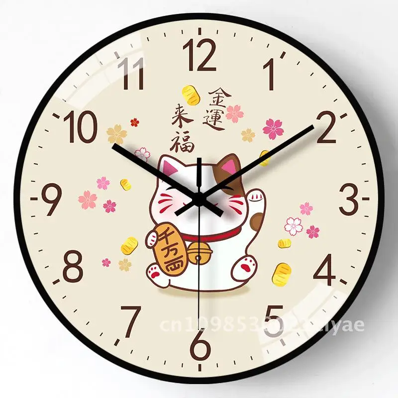 

8 Inch 20cm Cute Wall Clock Creative Mute Cartoon Clock Punch-Free Bedroom Living Room Home Decor Battery Powered