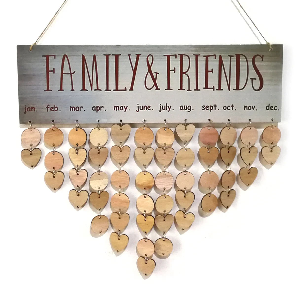 

Wooden Calendar Plaque Colorful 1 Plaque 25 Round Discs 25 Heart Discs 50 Iron Loops Birthday Family Friends