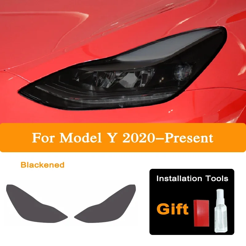2 pièces pour Tesla modèle 3 X Y S voiture avant phare teinte fumée noir Film de Protection Protection Transparent TPU autocollant accessoires