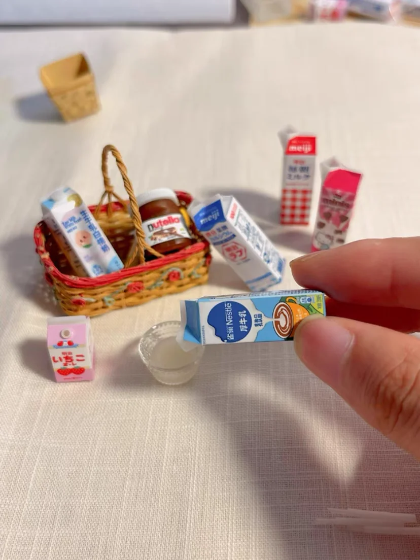 Doll House Miniature Kitchen Salad Dressing Tomato Bolognese Bean Curd Model Mini Snack Milk Black Tea Chocolate Diy Accessories