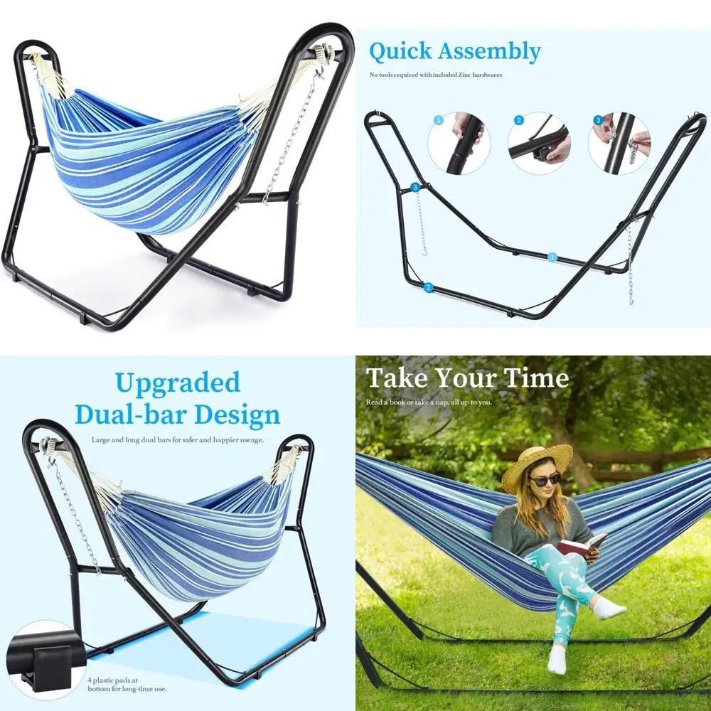 حامل أرجوحة فولاذي لشخصين مع أرجوحة من البولي كوتون، سعة 550 رطل، مناسب للاستخدام الداخلي والخارجي