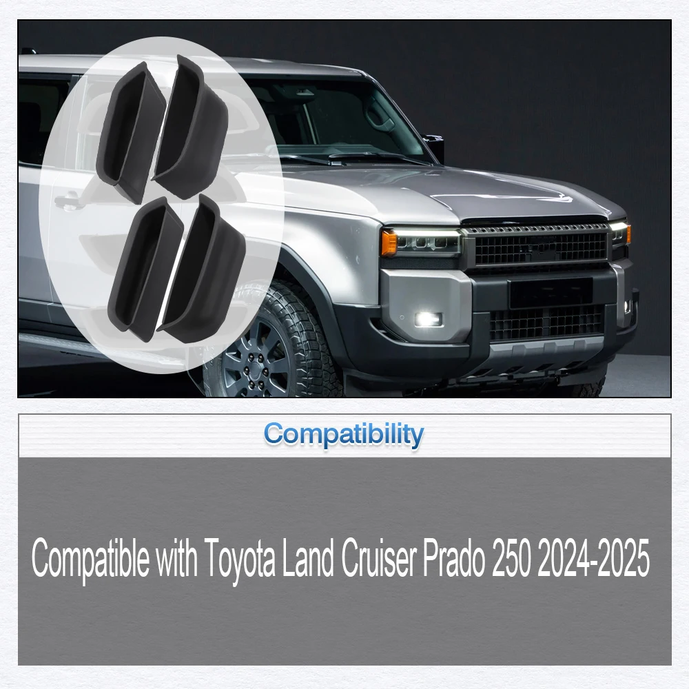 

4pcs Door Handle Storage Organizer Insert For Toyota Land Cruiser Prado 250 2024-2025 Front Rear Door Side Armrest Organizer