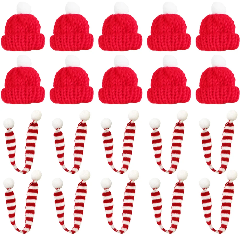 

20 Pcs Pet Santa Hat with Scarf Mini Beanie Gift Baby Shower Thank You Gifts Christmas Knitting Hats