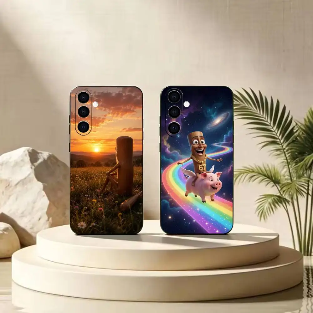 Funny Tung Tung Sahur   Black Soft Silicone Phone Case For Samsung Galaxy A71 A72 A73 A51 & Other Related Models
