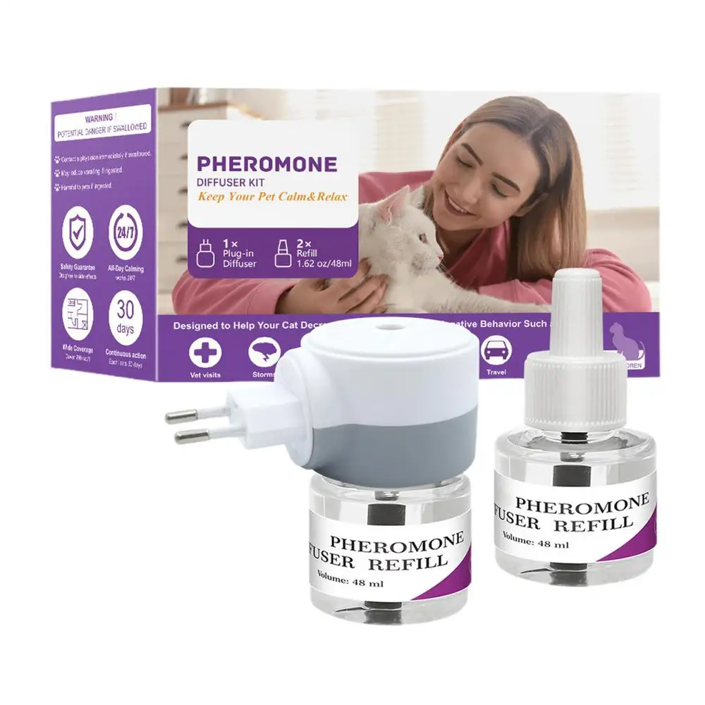 Diffuseur de phéromones pour chats, sûr et apaisant, pour réduire le stress et favoriser un sommeil 