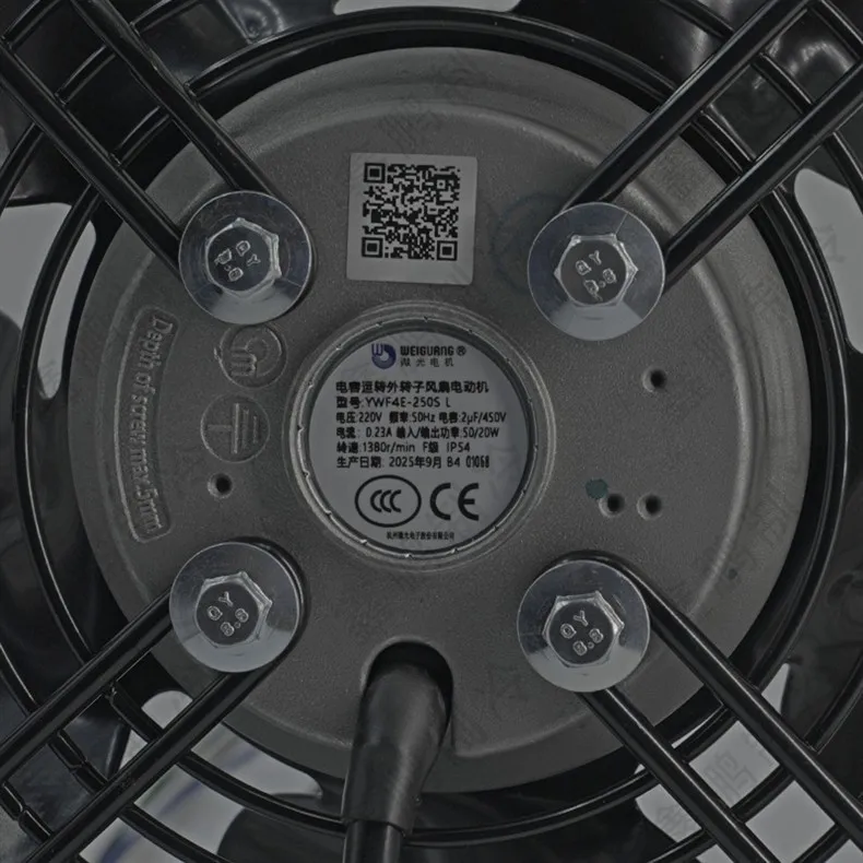 Boyang YWF4E-250S-L 250mm Single-phase Suction Extended Axial Flow Fan Condenser Motor