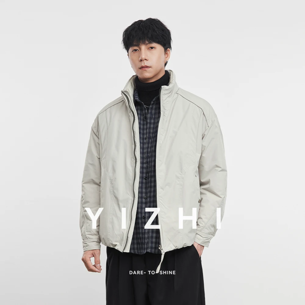 

Fashion Men's Reversible Retro Stand Collar Workwear Down Jacket 2025 Winter New Loose Casual Trendy Warm Outerwear Jacket