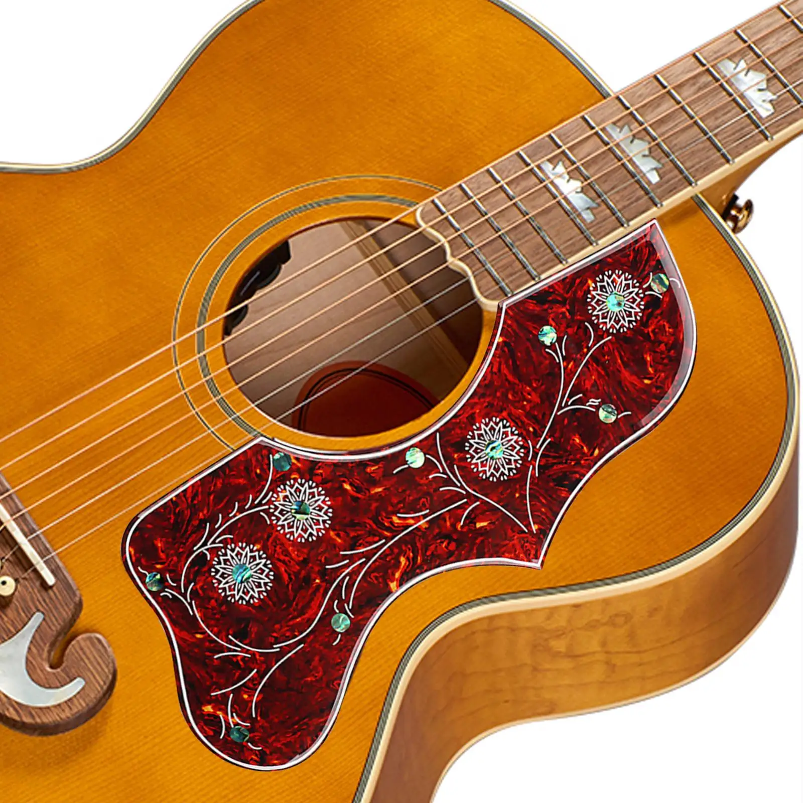Guitar Pickguard Scratch Plate Red Celluloid Replacement for Acoustic Guitar Folk Size 11.6x25.2cm with Self Sticky Backing
