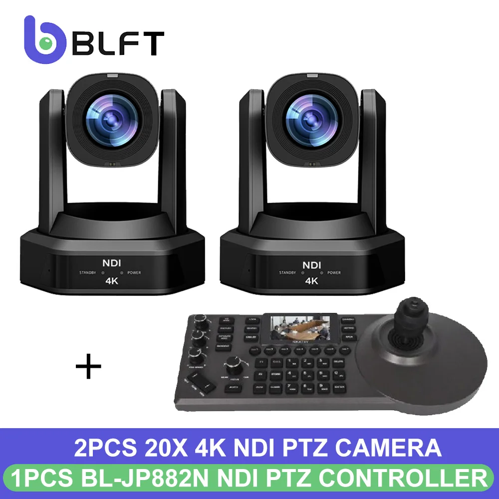 

2pcs NDI PTZ Conference Camera 20x Optical Zoom 4K AI Tracking Ptz Camera and 1pcs NDI IP POE PTZ Camera Controller Joystick