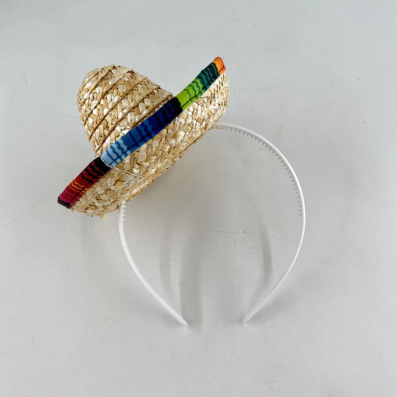 Sombrero, diadema, tocado de Festival mexicano, LED neón, gorro de paja mexicano, accesorios de fotografía para niña, disfraz de Carnaval para mascota