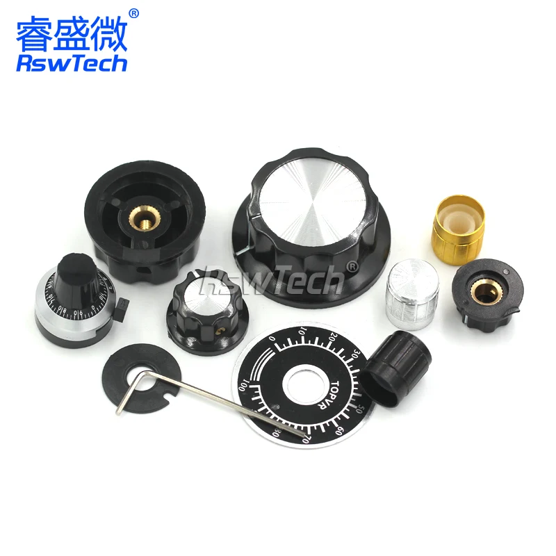 1PCS MF-A01 A02 A05 Potentiometer WTH118/RV24 Knob Bakelite Knob Hat Scale Aluminium Alloy