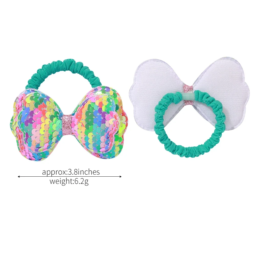 2Pcs/lot Flower Bow Girls Kids Ponytail Elastic Hair Bands Children Hair Ties Cartoon Hair Accessories Baby Headwear Wholesale