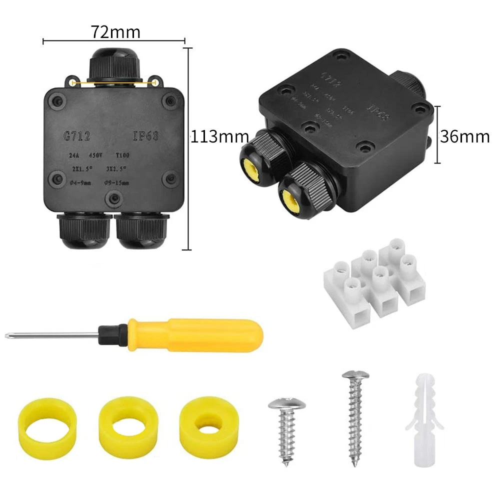 

Идеальная современная водонепроницаемая распределительная коробка IP68 для наружного применения с 3 кабельными разъемами для кабелей диаметром 4-15 мм