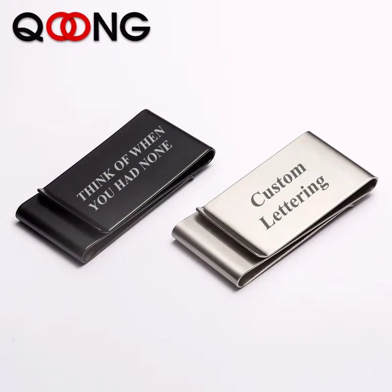 6.3*3 سنتيمتر مخصص حروف طبقة مزدوجة مقاطع المال المعدنية الفولاذ المقاوم للصدأ مزدوجة الوجهين بطاقة الائتمان حامل المال فاتورة النقدية المشبك