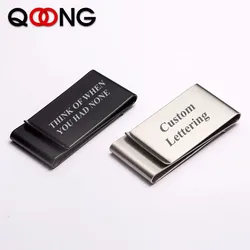 QOONG Double Layer Metal Money Clips Pocket Wallet Unisex Stainless steel Double Sided Credit Card Money Holder Bill Cash Clamp