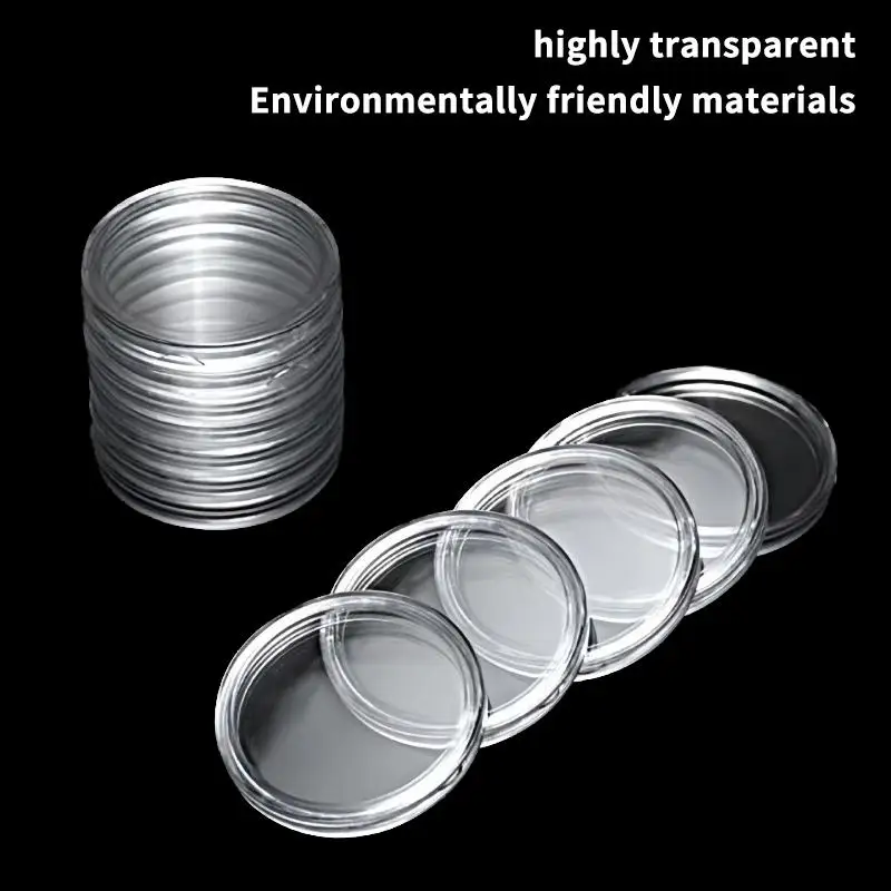 20Pcs Transparent Round Coin Storage Box Plastic Holder Display Capsules Collection Protection Cases