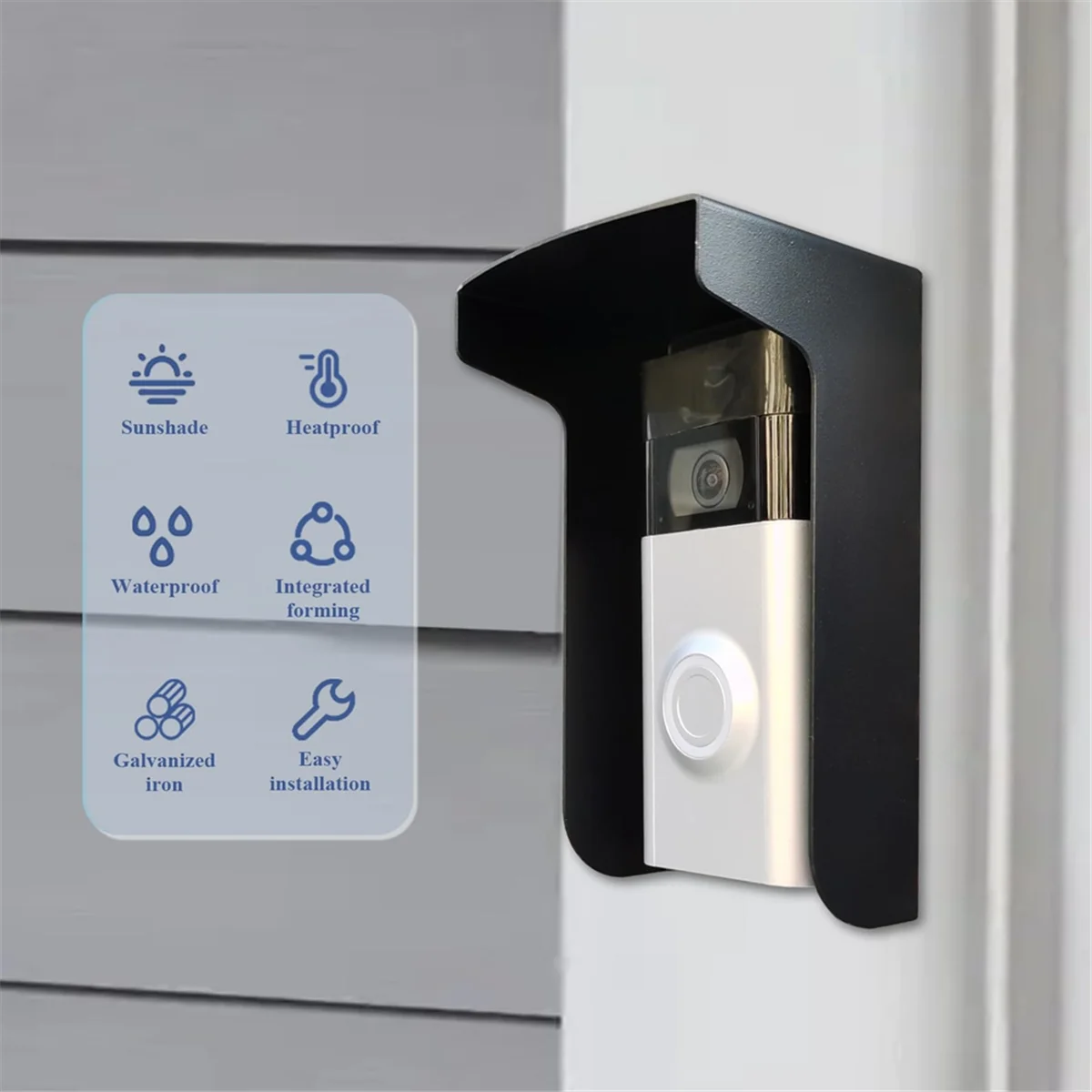 AT41Doorbell Rain Cover Ring Doorbell Anti-Glare Cover, Steel Doorbell Weather-Blocking Cover Protection for Most Doorbells