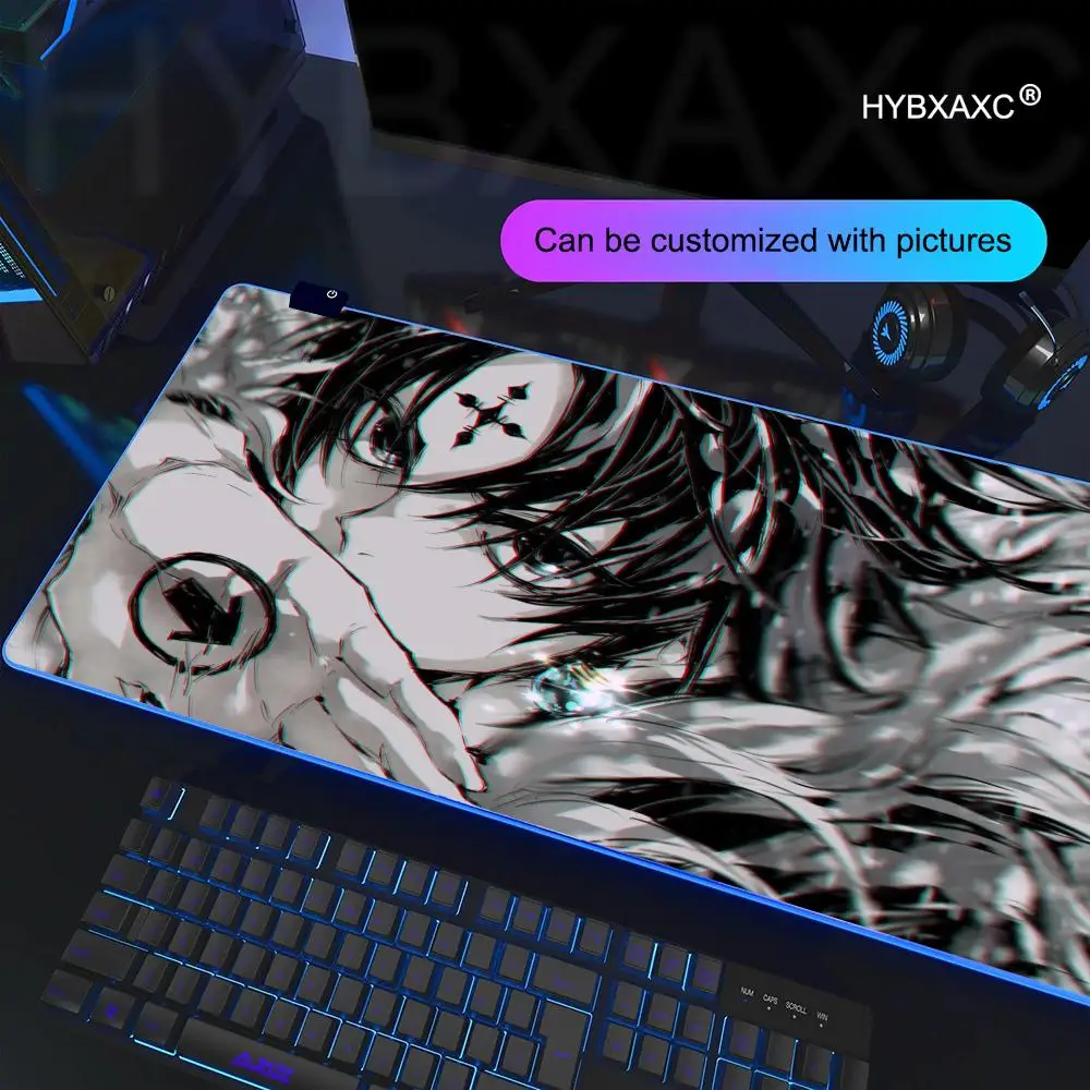 H-hunter X H-hunter Mouse Pad RGB Gaming Mouse Pad Desk Mat HD Gamer Lampu LED Besar XXL Chrollo MousePads PC Komputer Karpet
