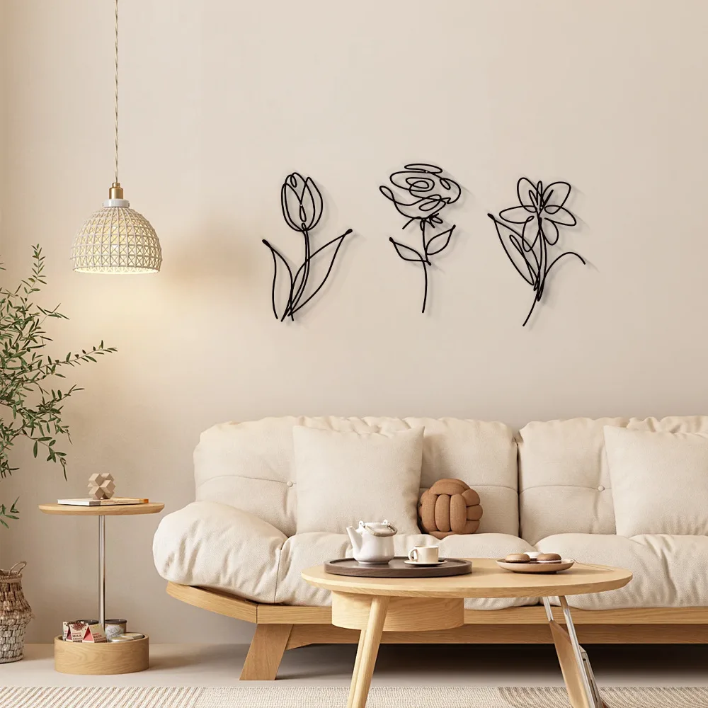 

Set of 3PCS Metal Flowers Wall Decor, Metal Flower Wall Art Hanging Ornament Decoration for Indoor Living Room Bedroom